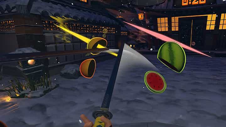 Gameplay screenshot of Fruit Ninja VR