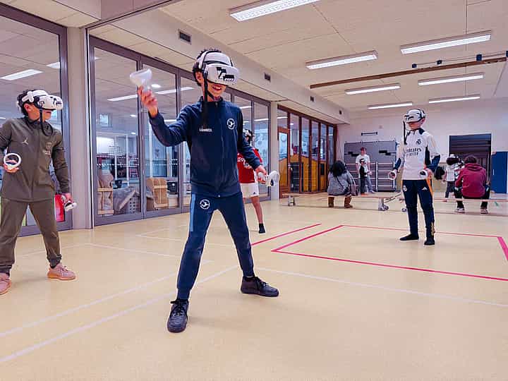 Students experiencing virtual reality at an event