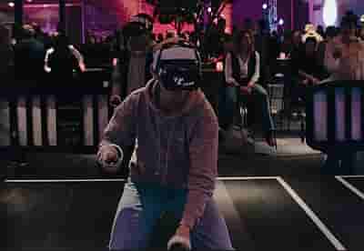 VR equipment set up at an on-location event
