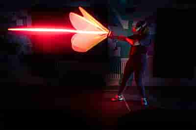 Players competing in a VR laser game
