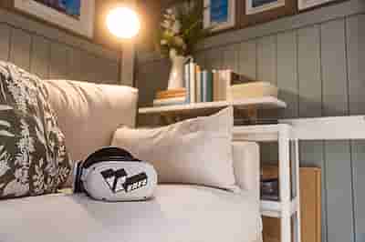 A rented VR headset set up at home