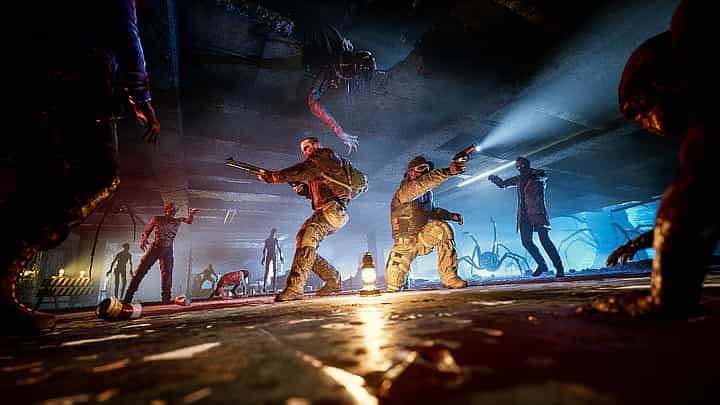 A group playing a multiplayer VR game together