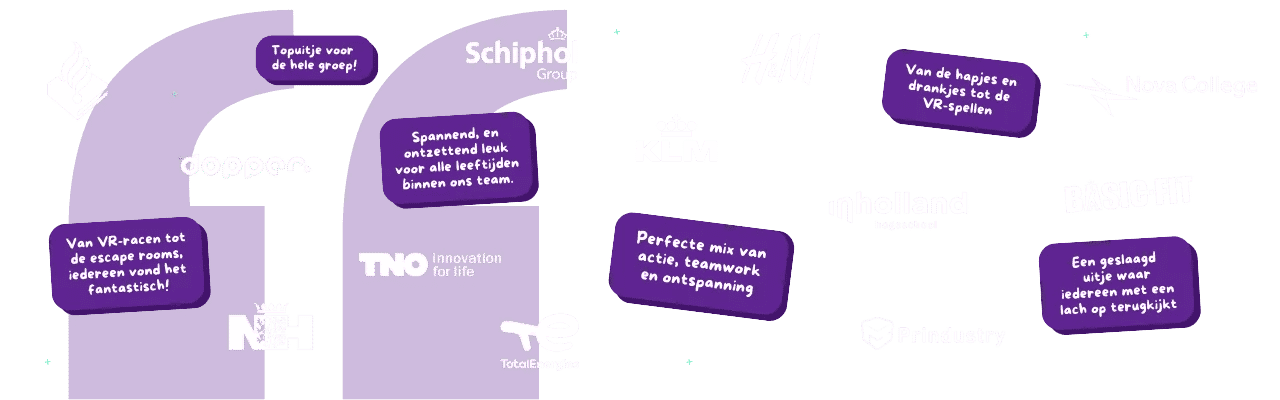 foto van bedrijven die bij ons geweest zijn, zoals KLM, Schiphol en Dopper