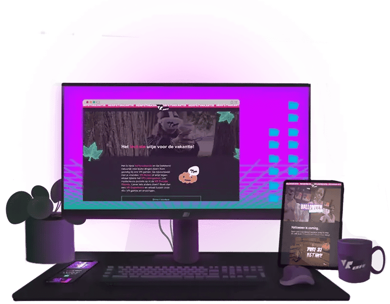 A computer with VRcafe website opened